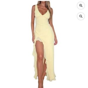 Elegant Yellow Sleeveless Dress